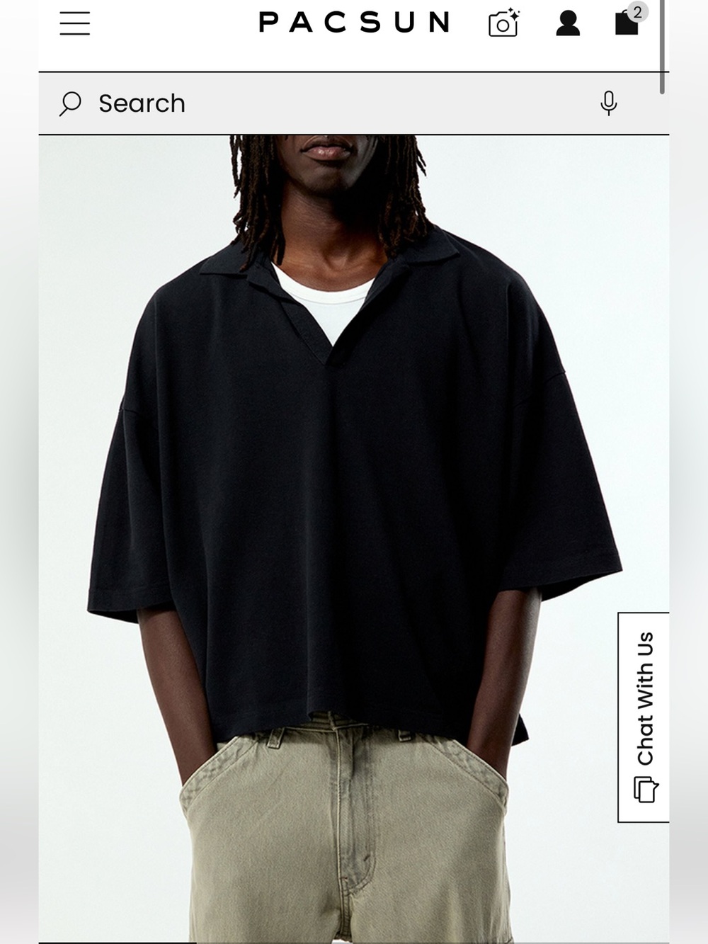 PacSun black knit polo shirt